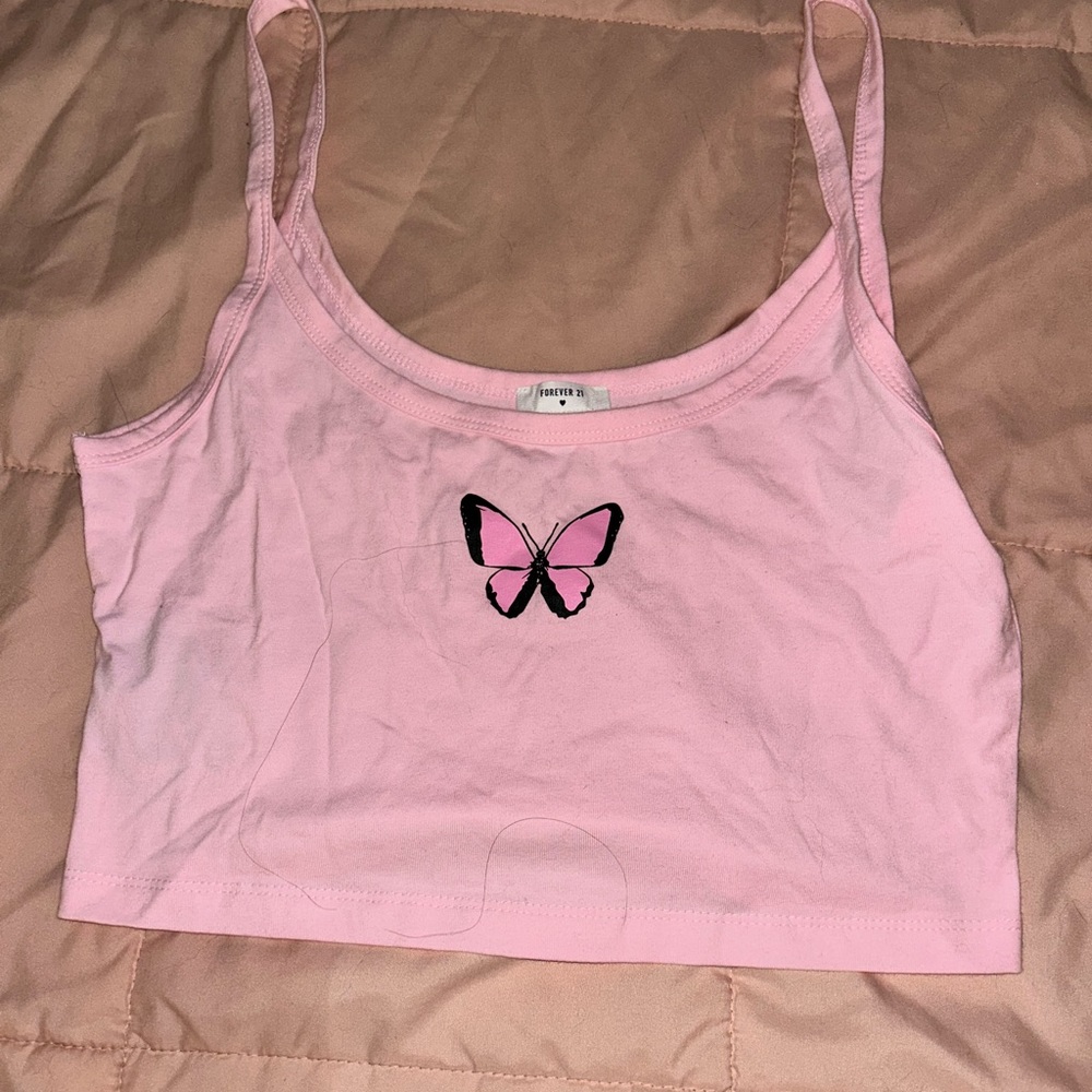 Pink butterfly tank top